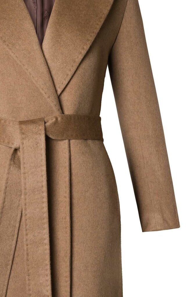BRUAR Camel Cashmere Classic Wrap Coat NWT