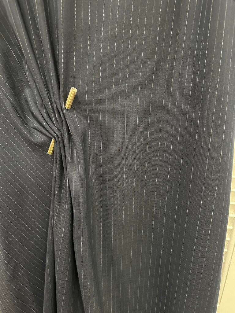 ST. JOHN Navy Pinstripe Cap Sleeve Size Large NWT