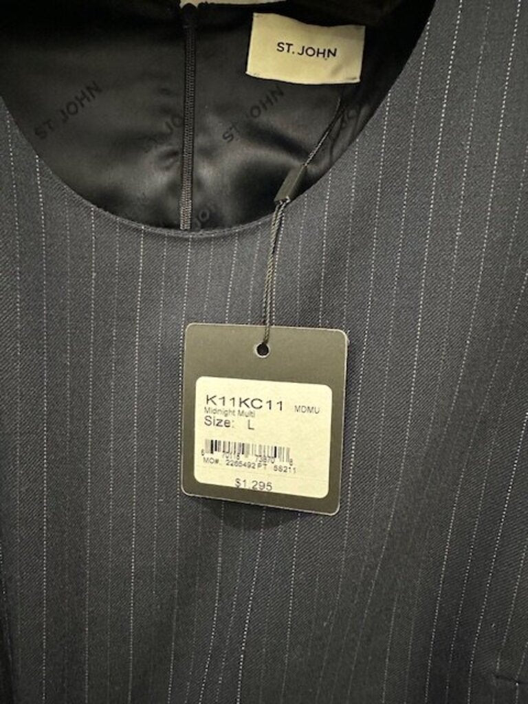 St. John Dark Heather Grey Short Sleeves Dress Size 12 NWT