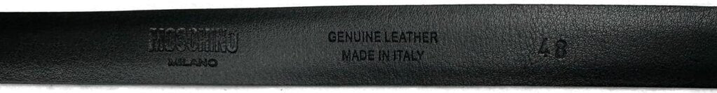 Moschino Black Slim Logo Belt NWT Size 48/L