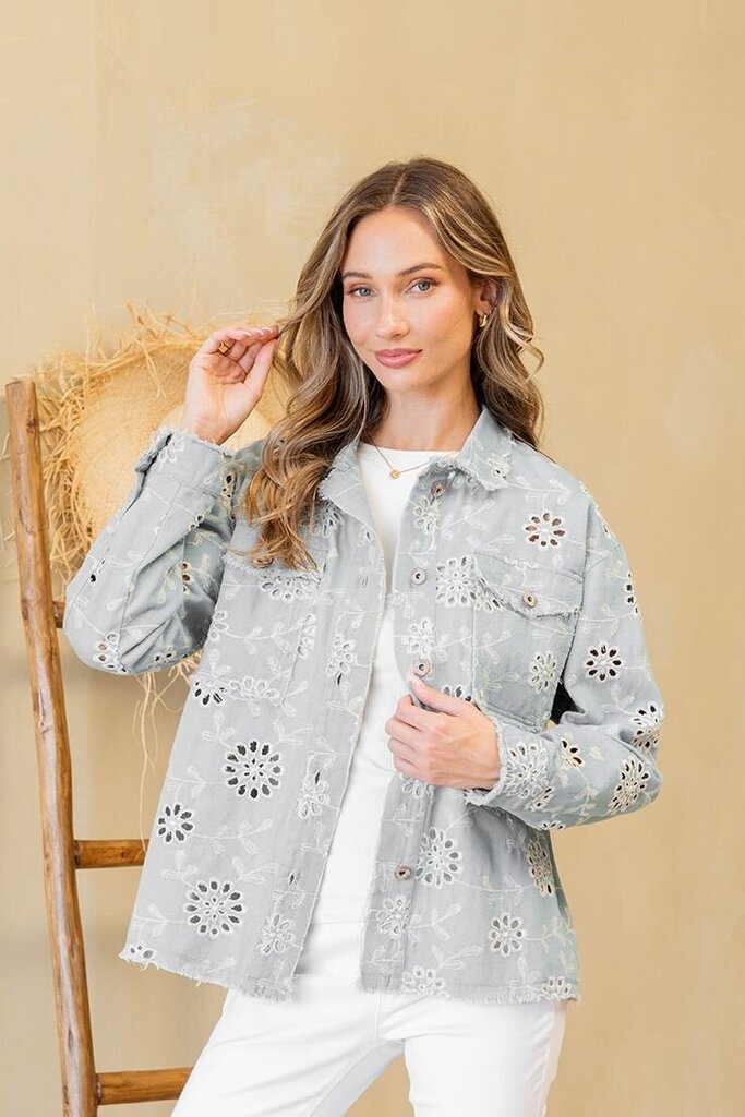 SEW IN LOVE Blue Denim Long Sleeve Eyelet Jacket