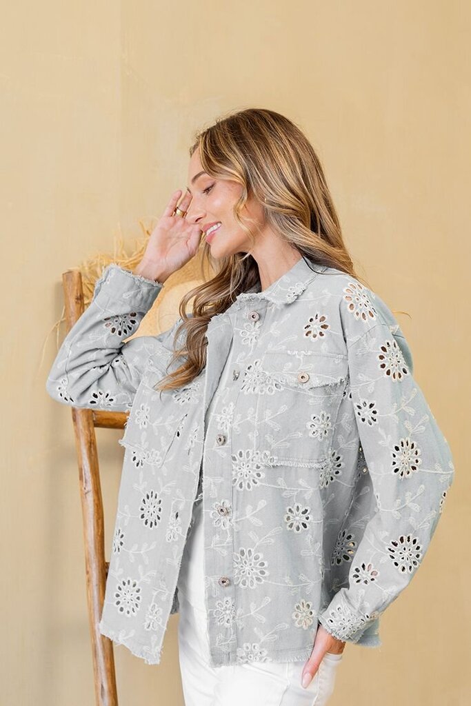 SEW IN LOVE Blue Denim Long Sleeve Eyelet Jacket