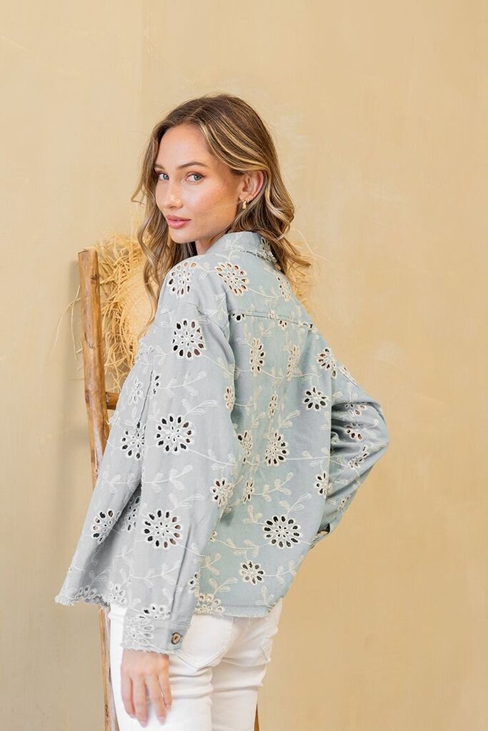 SEW IN LOVE Blue Denim Long Sleeve Eyelet Jacket