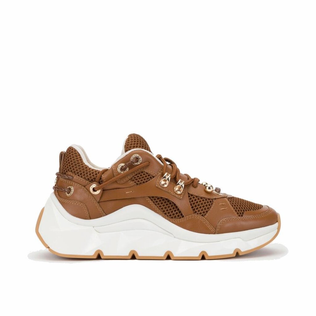 ALEX DE PASE Tabacco Leather Laceup Tattoo Bottom Sneaker
