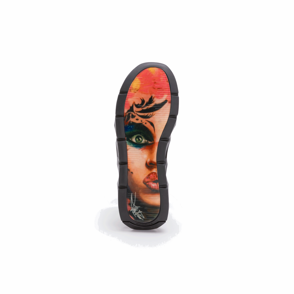 ALEX DE PASE Tabacco Leather Laceup Tattoo Bottom Sneaker