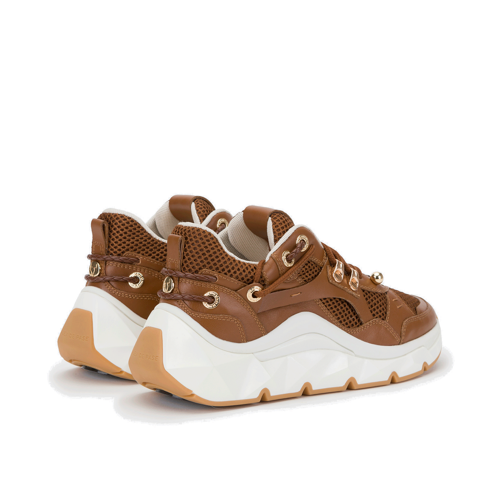 ALEX DE PASE Tabacco Leather Laceup Tattoo Bottom Sneaker