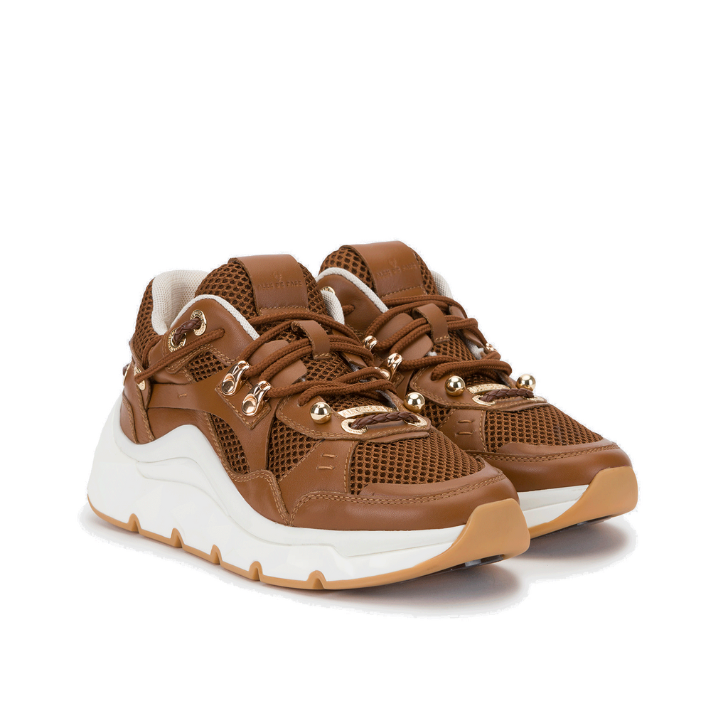 ALEX DE PASE Tabacco Leather Laceup Tattoo Bottom Sneaker