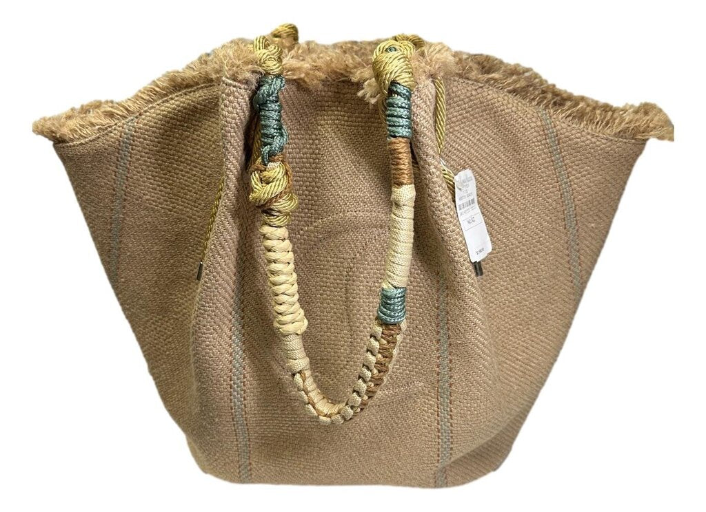 CHRISTIAN LOUBOUTIN By My Side Beige Jute Tote Bag NWT