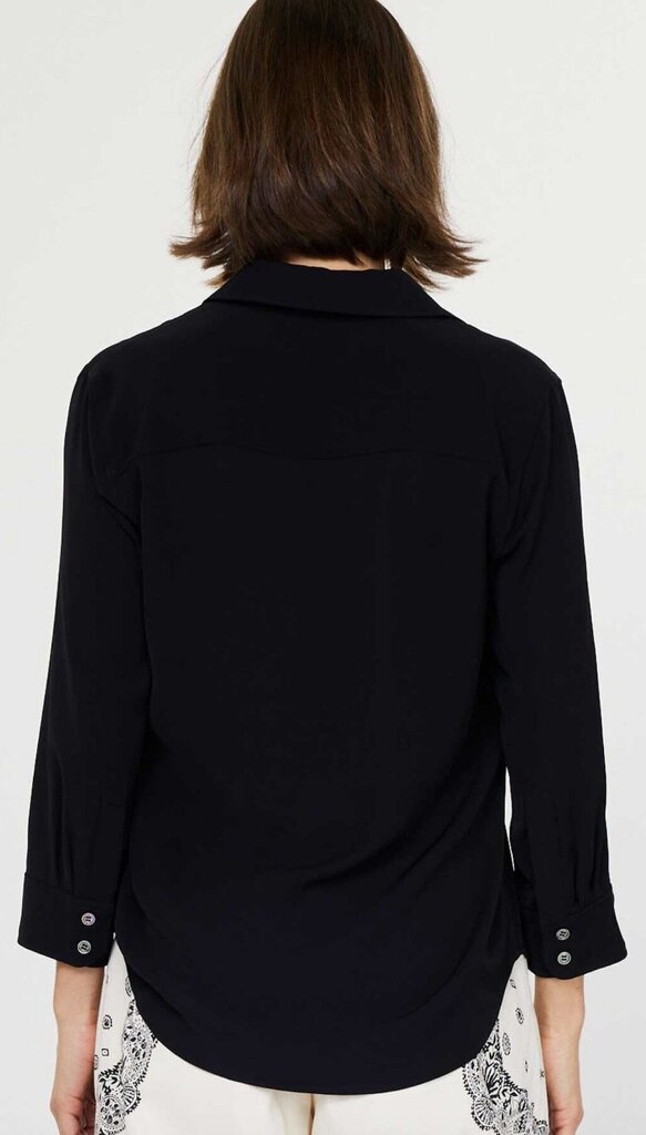 CURRENT AIR Black Button Down Mid Sleeve Blouse Top