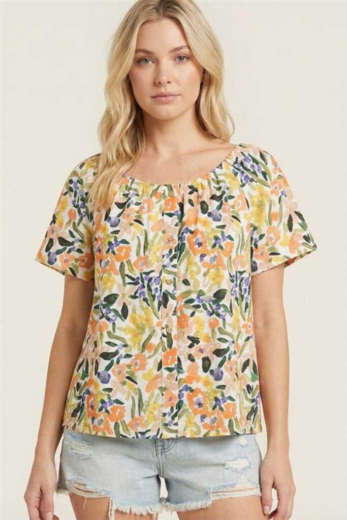 STACCATO White and Multi Floral Short Sleeve Top