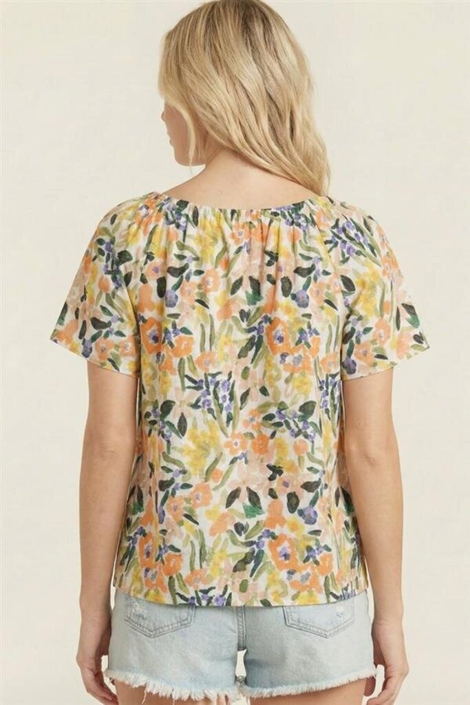STACCATO White and Multi Floral Short Sleeve Top