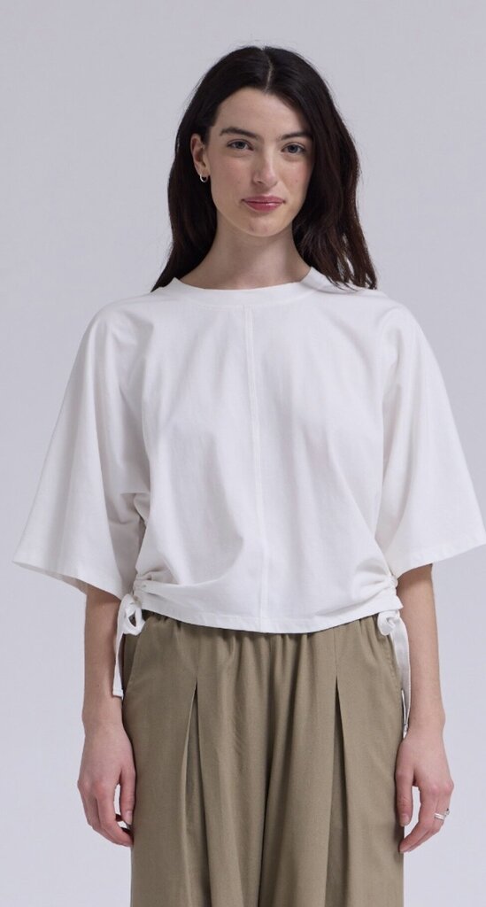 GRADE AND GATHER White Short Sleeve Top with Gathered Sides