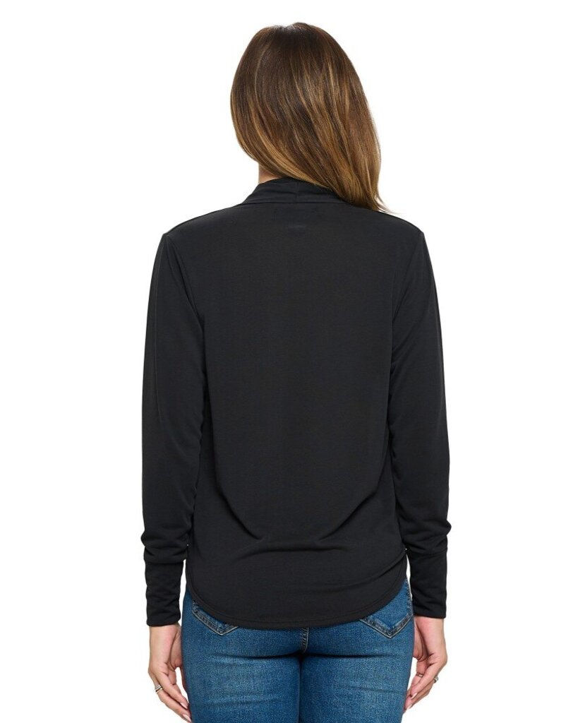 ARIELLA Black Long Sleeve Crossover Top
