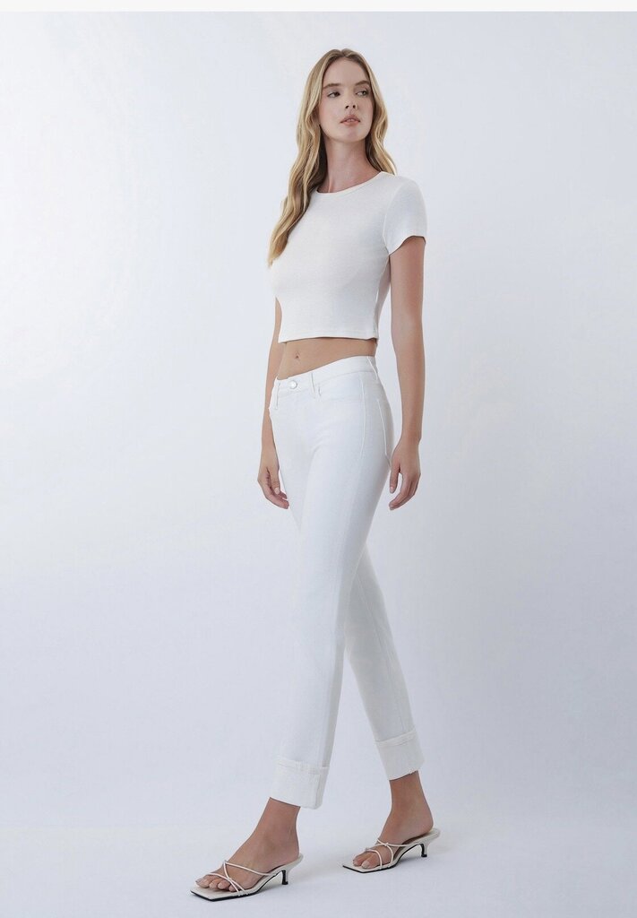 VERVET Mid Rise Cuffed Crop Slim Straight Jeans