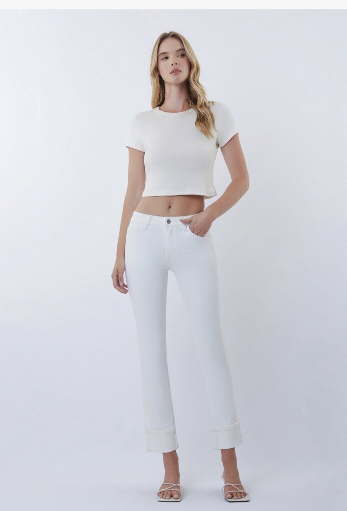 VERVET Mid Rise Cuffed Crop Slim Straight Jeans