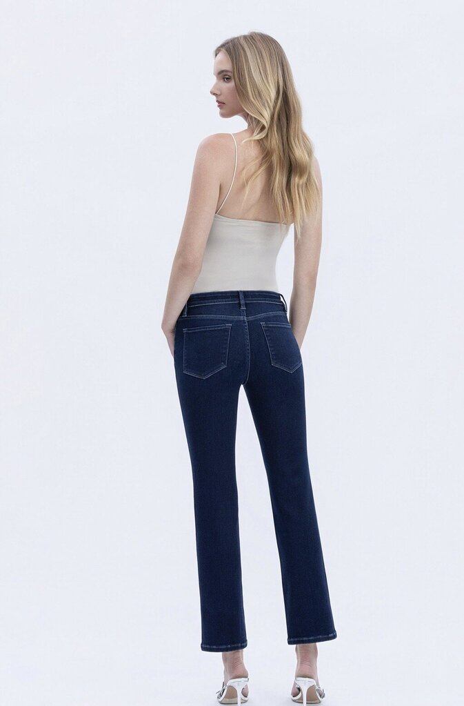 VERVET Dark Mid Rise Ankle Slim Straight Jean