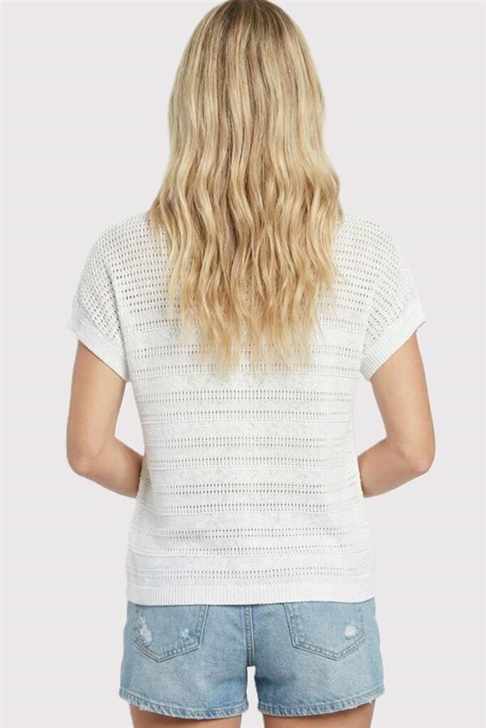 STACCATO White pointelle Short Sleeve Top