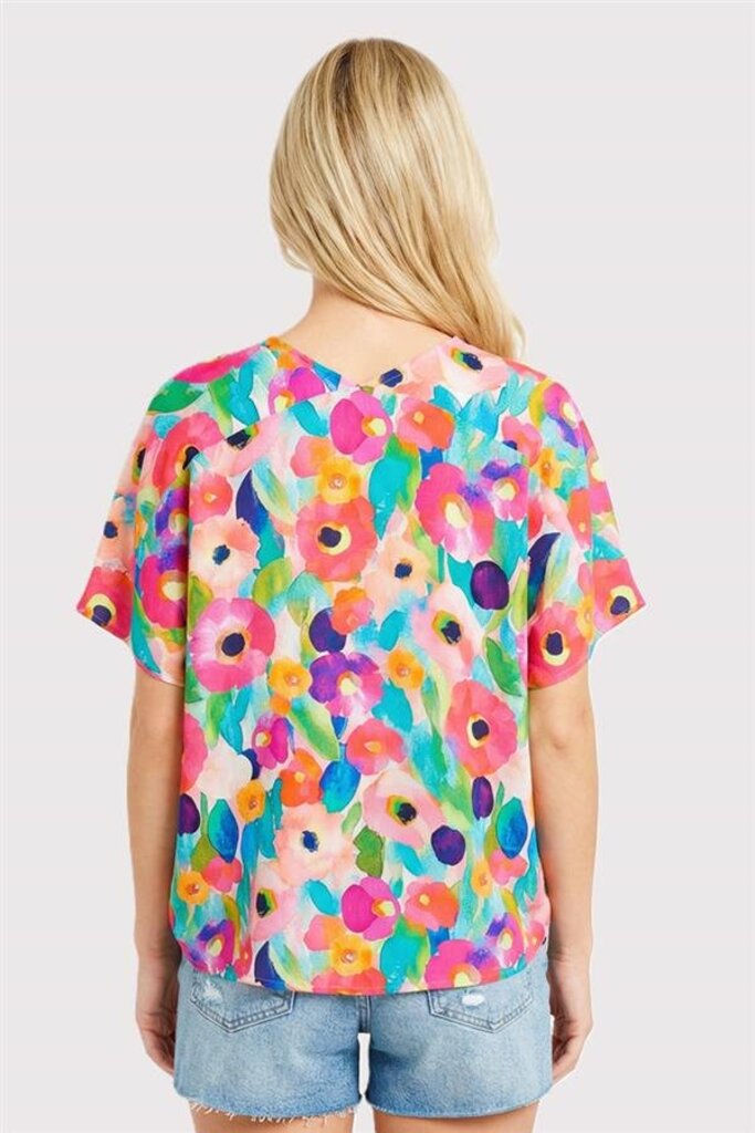STACCATO Bright Floral V-neck Short Sleeve Top
