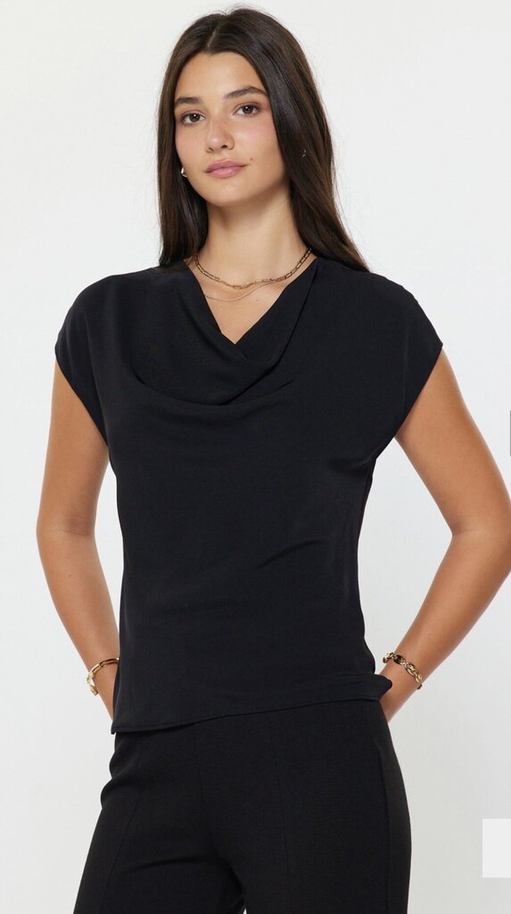 CURRENT AIR Black Cap Sleeve Cowl Neck Top