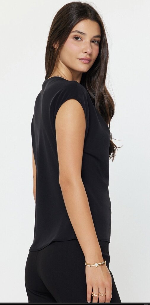 CURRENT AIR Black Cap Sleeve Cowl Neck Top