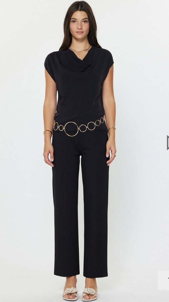 CURRENT AIR Black Cap Sleeve Cowl Neck Top