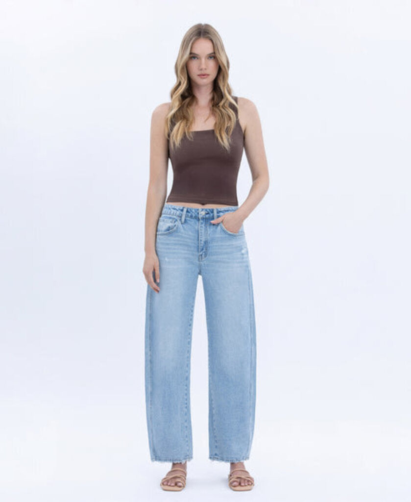 VERVET High Rise Light Wash Barrel Jeans