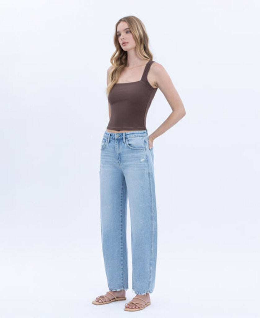 VERVET High Rise Light Wash Barrel Jeans