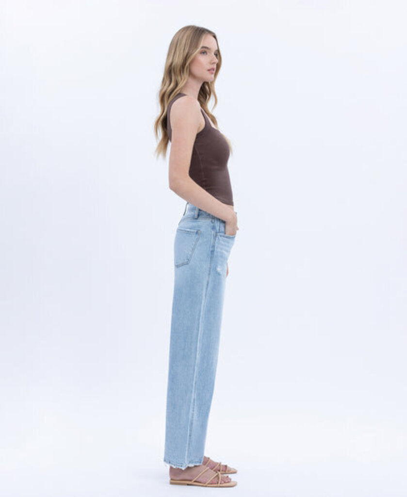 VERVET High Rise Light Wash Barrel Jeans