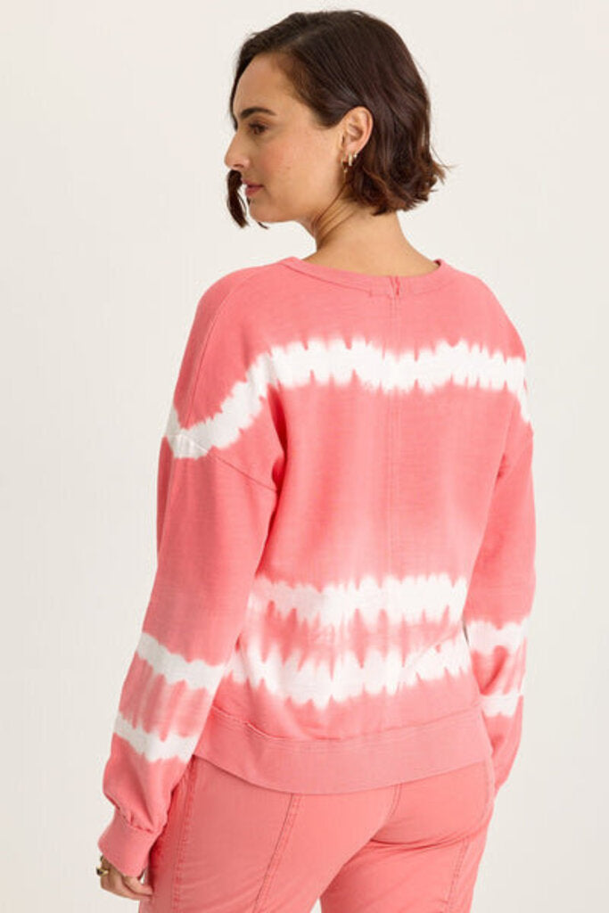 WEARABLES Coral and White Long Sleeve Pullover Top