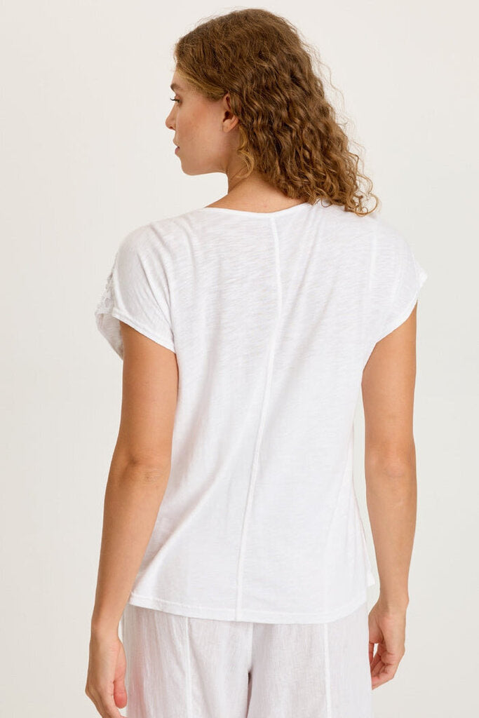 WEARABLES White Short Sleeve Crochet Jersey Top