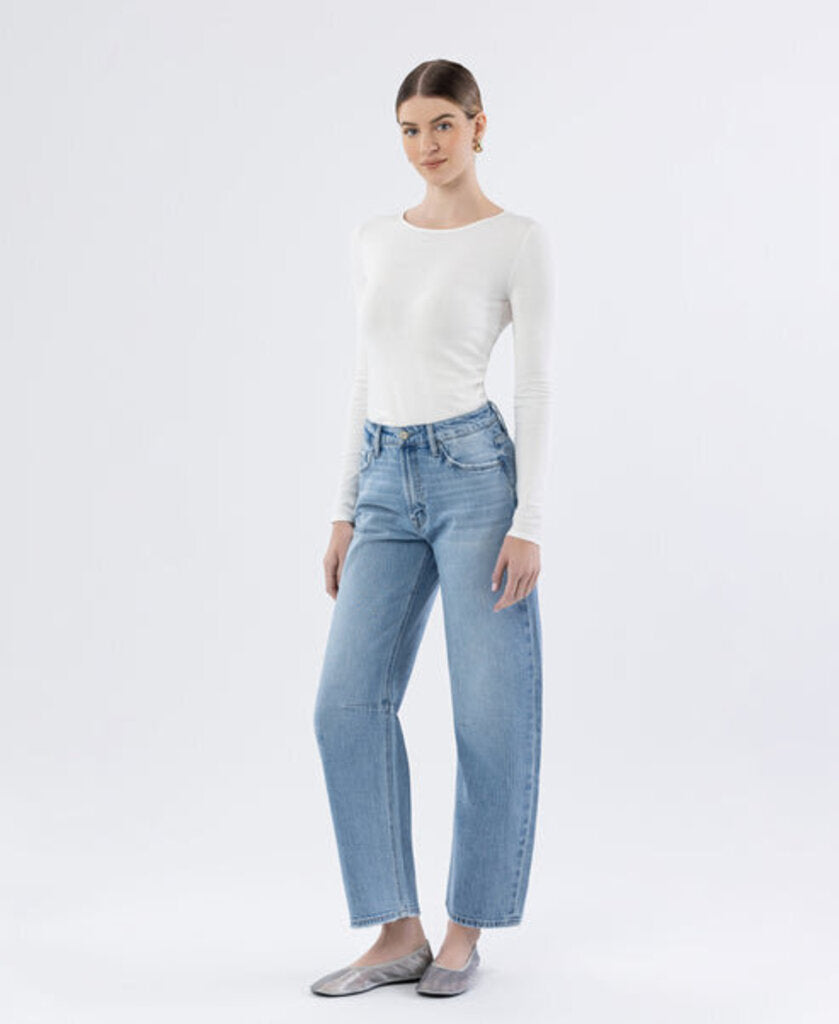 VERVET Light Wash High Rise Wide Barrel Jean