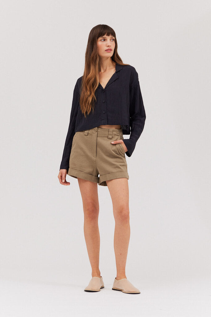 GRADE & GATHER Black Long Sleeve Button-up Top