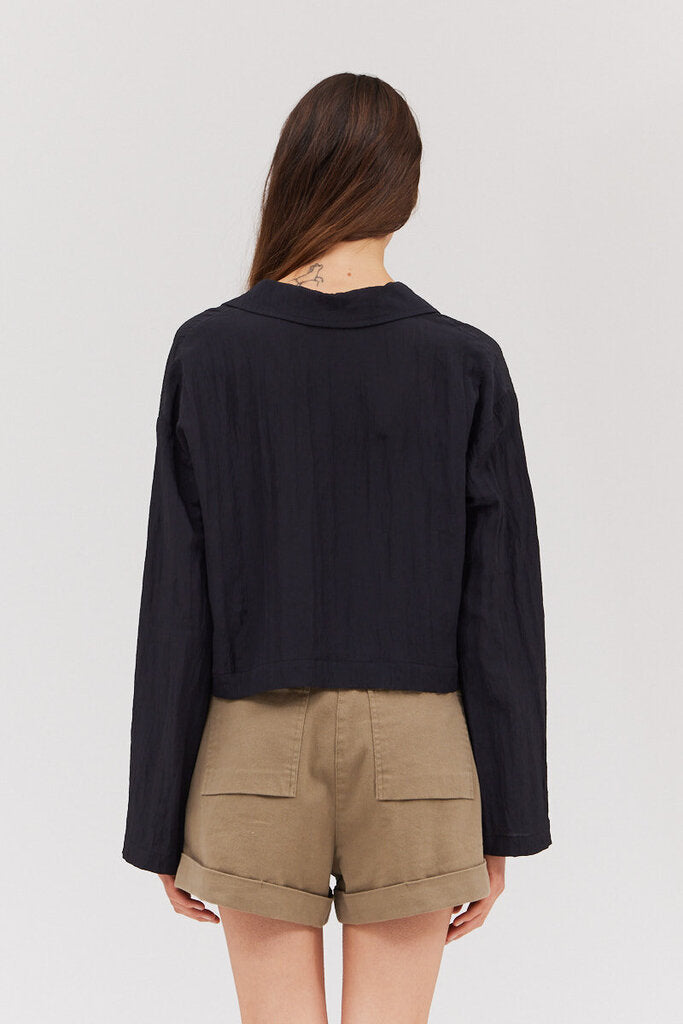 GRADE & GATHER Black Long Sleeve Button-up Top