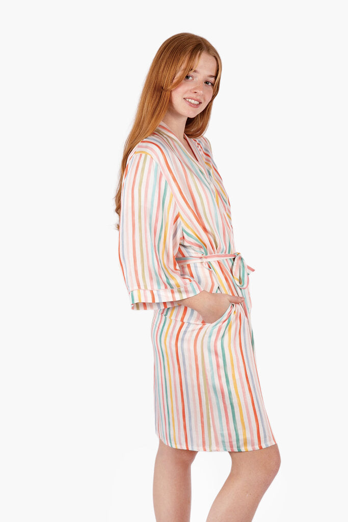 IMBALI Cream and Multi Stripe Robe Loungewear Pjs