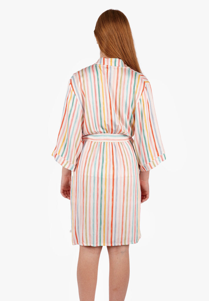 IMBALI Cream and Multi Stripe Robe Loungewear Pjs