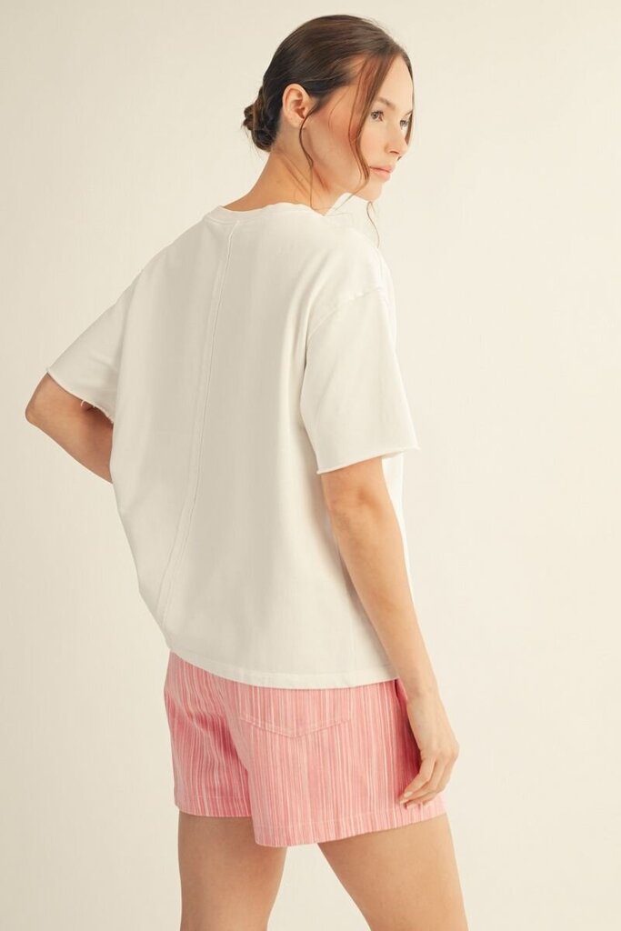 JODIFL White Short Sleeve Patch Flag Top