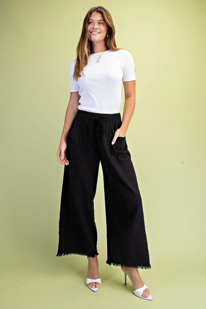 GIGIO Black Wide Leg Draw Waist Pant