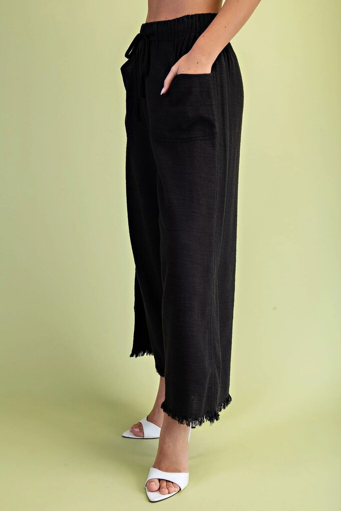 GIGIO Black Wide Leg Draw Waist Pant
