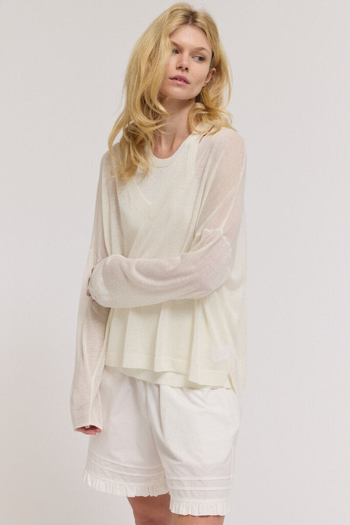 GRADE & GATHER Light Weight V-neck Long Sleeve Knit Top
