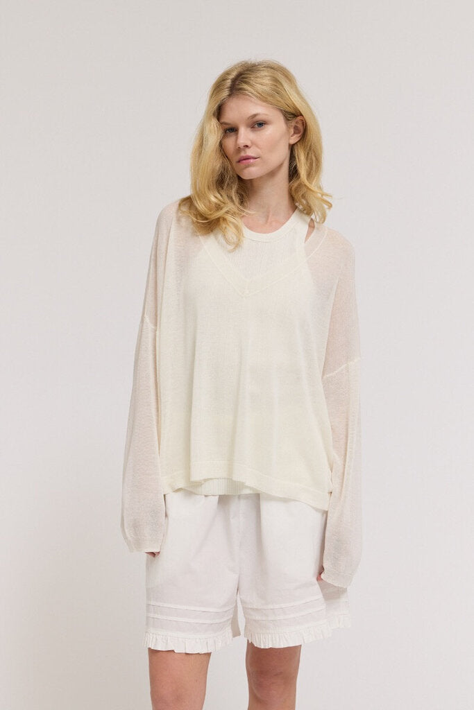 GRADE & GATHER Light Weight V-neck Long Sleeve Knit Top