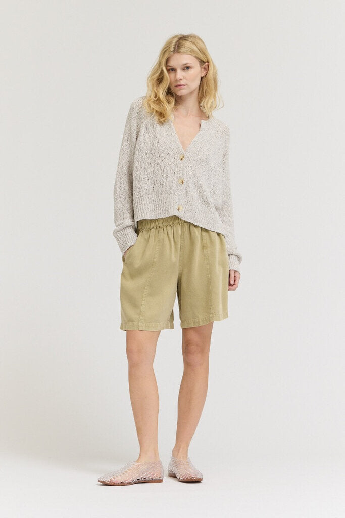 GRADE & GATHER Light Grey Textured V-neck Long Sleeve Cardigan Top