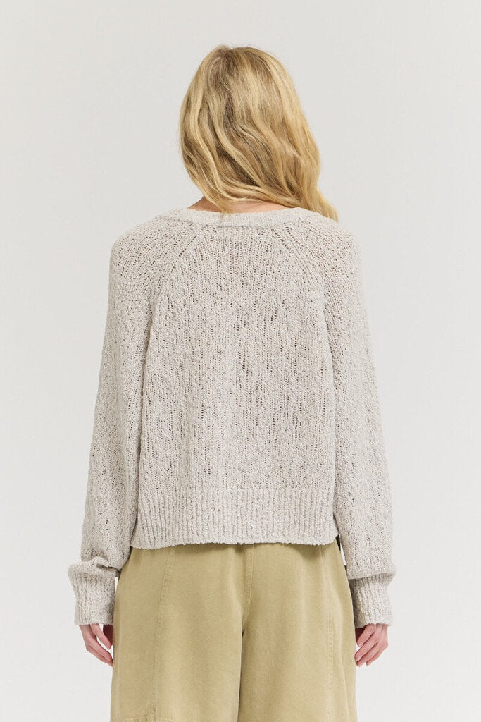 GRADE & GATHER Light Grey Textured V-neck Long Sleeve Cardigan Top