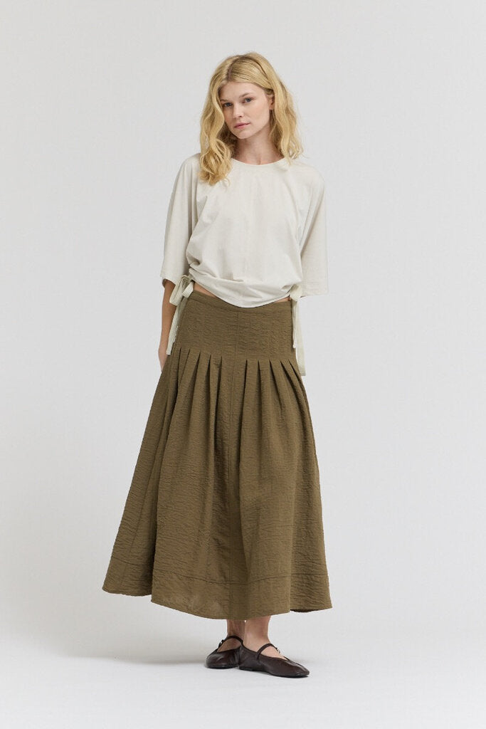 GRADE & GATHER Cloud Scrunch Side Ties Short Sleeve Top