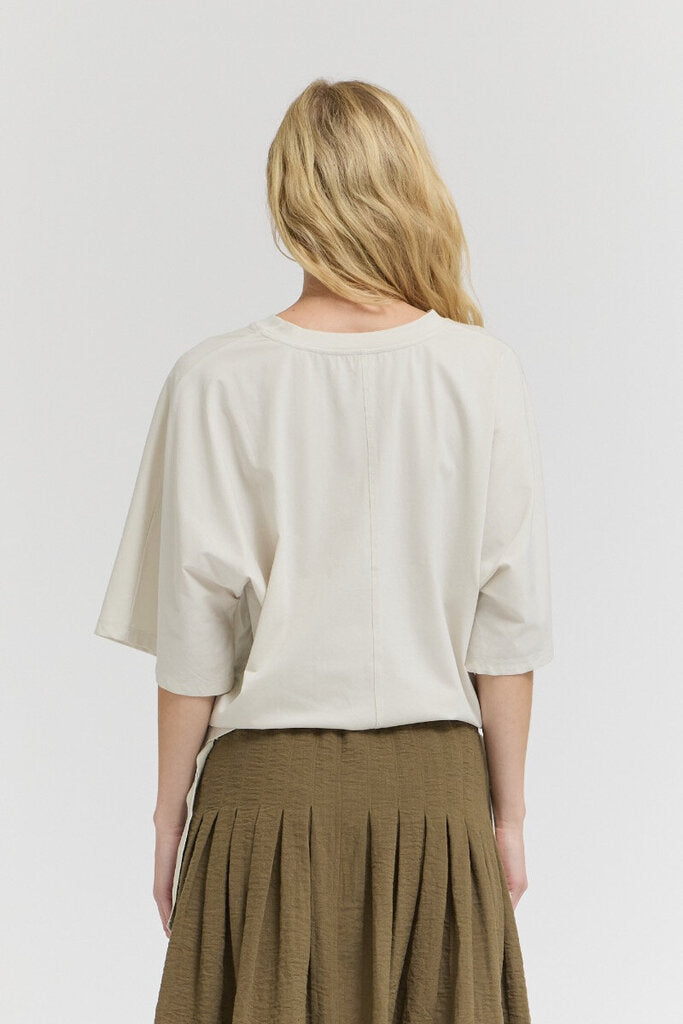 GRADE & GATHER Cloud Scrunch Side Ties Short Sleeve Top