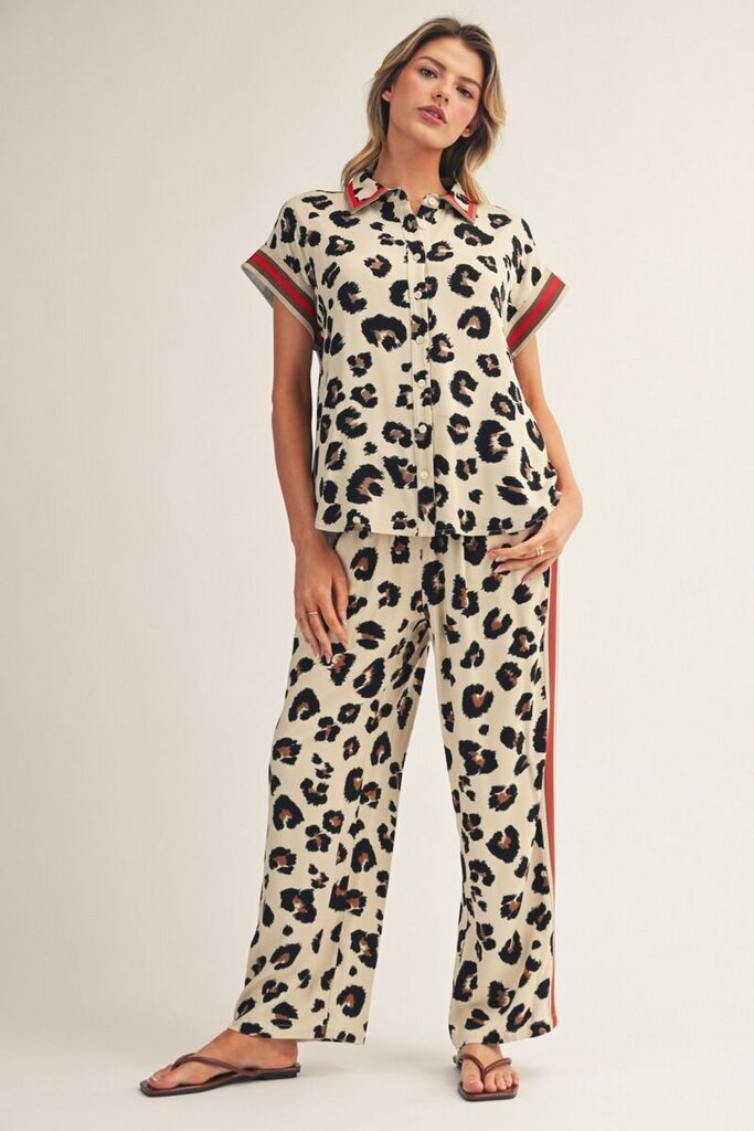 JODIFL Leopard Stripe Wide Leg Pants