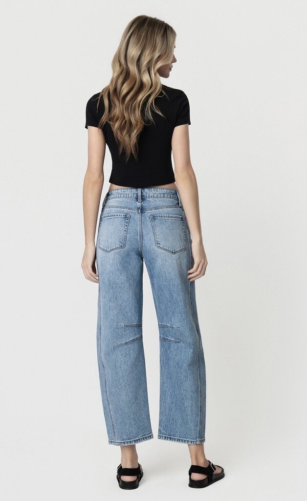 VERVET High Rise Dart Structured Fit Barrel Leg Jeans