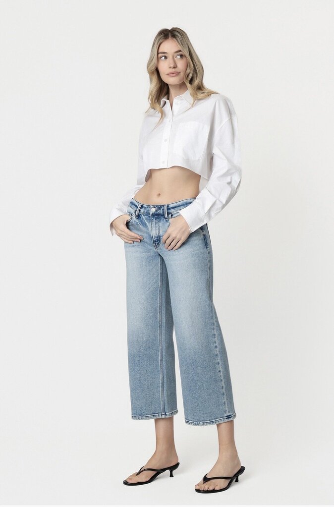 VERVET Low Rise Light Wash Wide Crop Jean