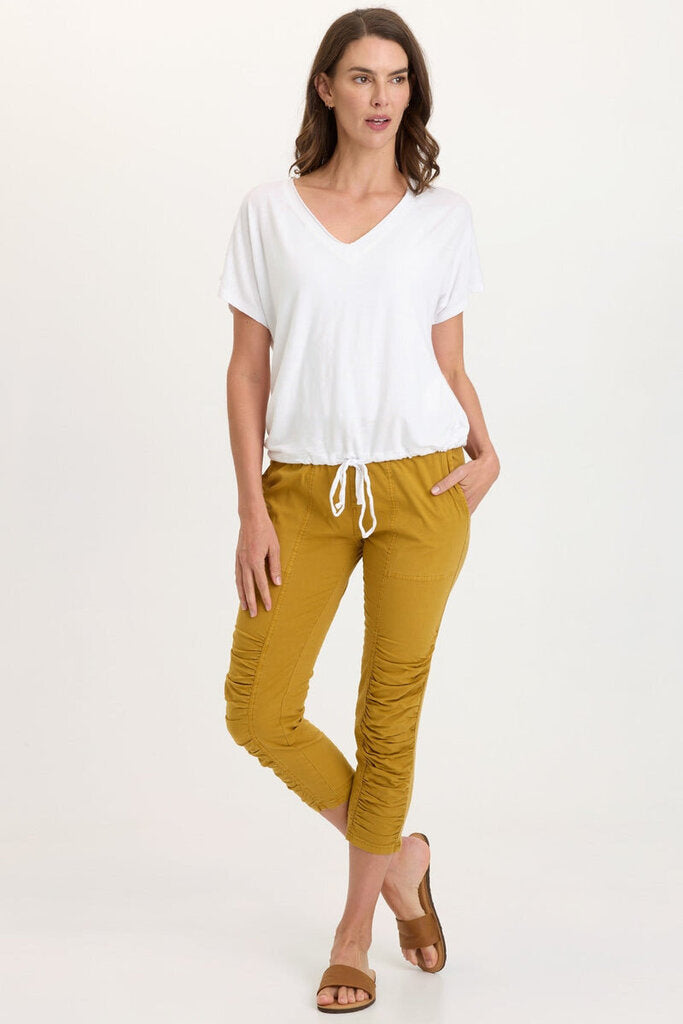WEARABLES White Short Sleeve Cinchable Hem Top