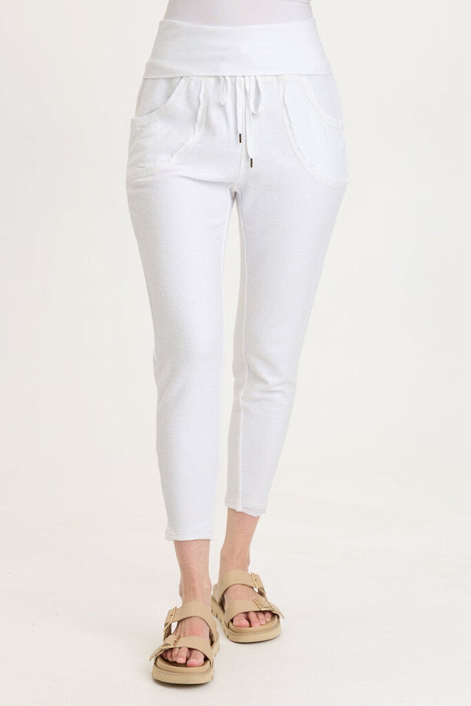 WEARABLES White Kiefer Slim Draw Waist Pant