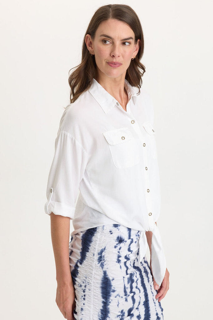 WEARABLES White Lightweight Tie-Front Top